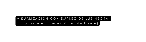 VISUALIZACIÓN CON EMPLEO DE LUZ NEGRA 1 luz solo en fondo 2 luz de frente